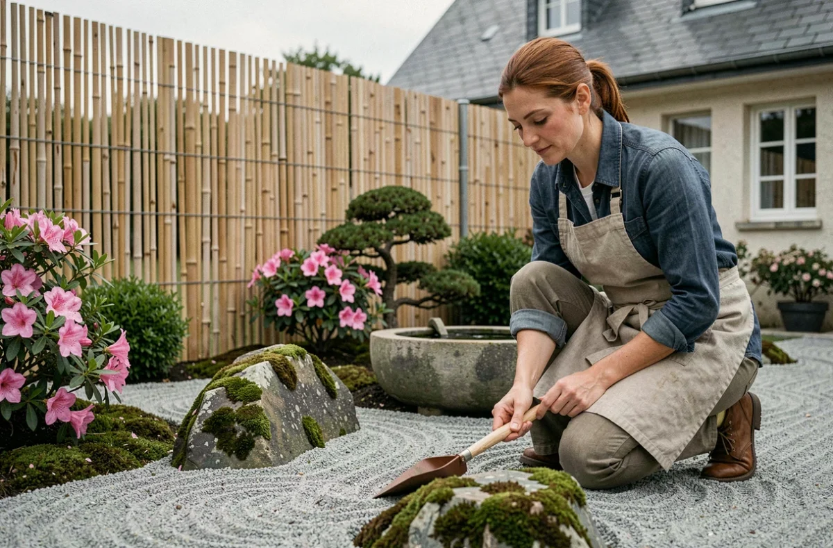 Designer d'Art des Jardins aménageant une section de jardin japonisant dans une propriété des Côtes-d'Armor