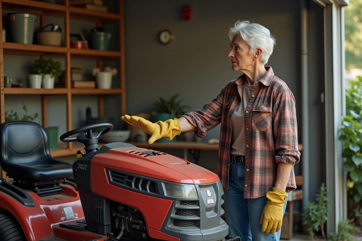 Femme de 60 ans vérifiant la lame d