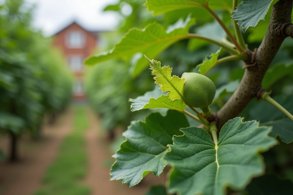 Feuilles de figuier avec taches et extrémités recourbées