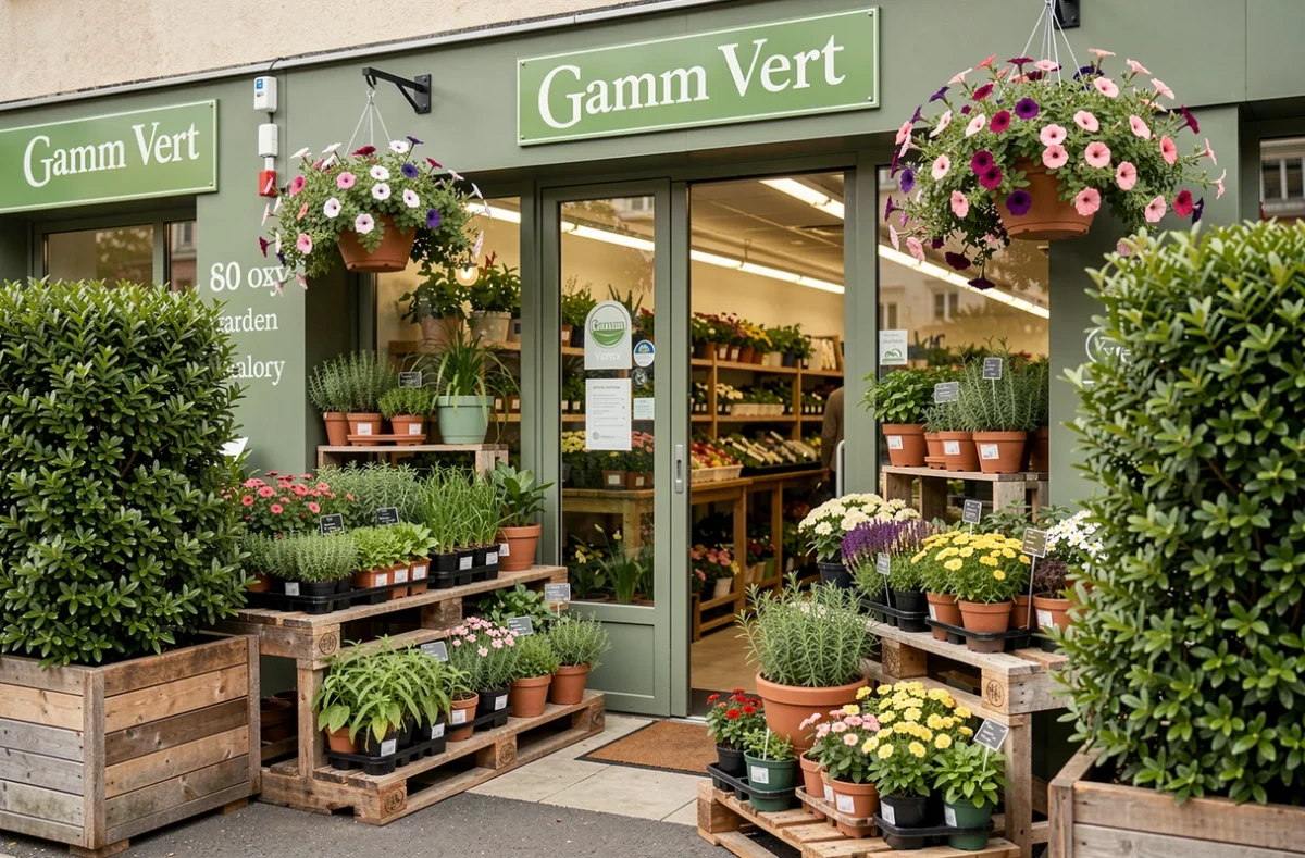 Entrée accueillante du Gamm Vert de Châtenay-Malabry avec herbes aromatiques, plants potagères et annuelles fleuries