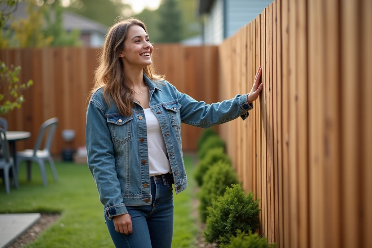 Jeune femme souriante près d